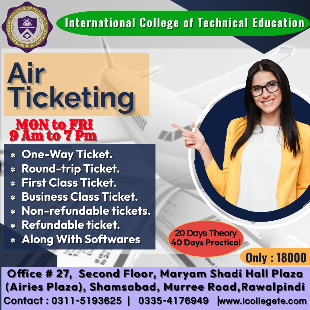 Diploma In Air Ticketing Course In Wahcantt